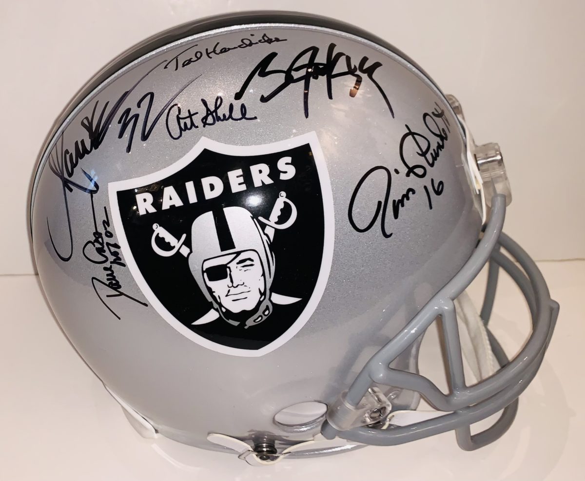 Oakland Raiders Multi Signed Football Helmet Bas Coa Las Vegas