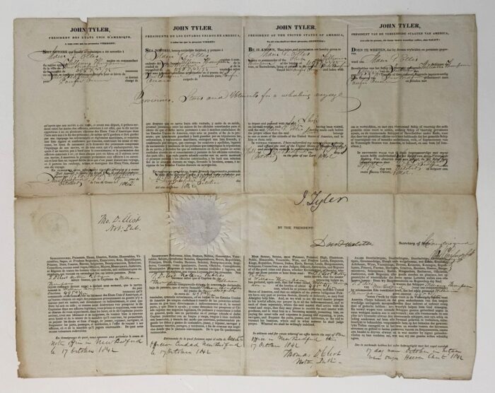 John Tyler Ships Paper Signed as President