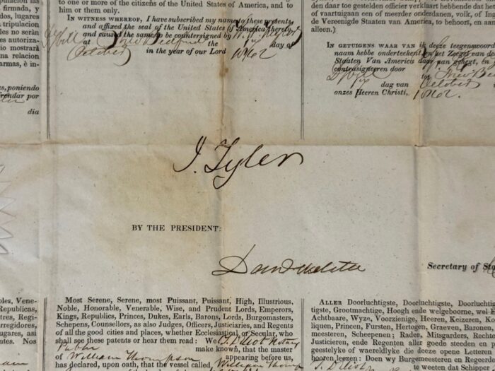 John Tyler Ships Paper Signed as President - Image 2