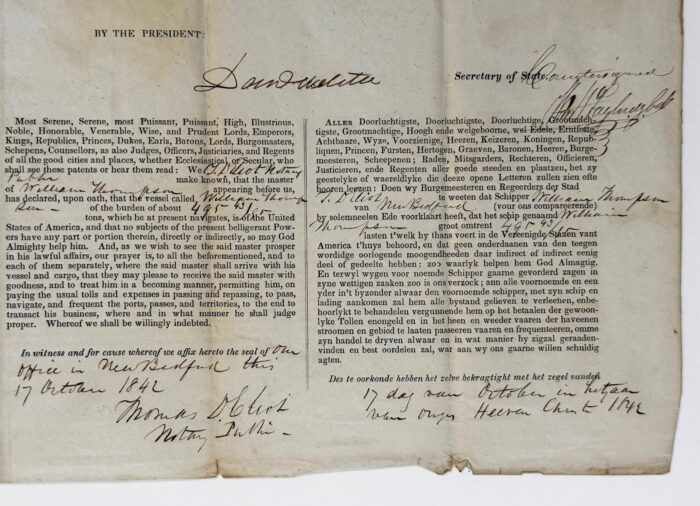 John Tyler Ships Paper Signed as President - Image 3