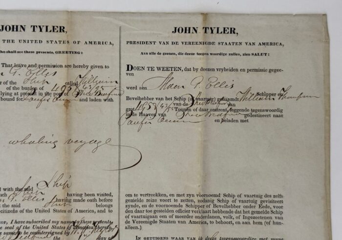 John Tyler Ships Paper Signed as President - Image 4