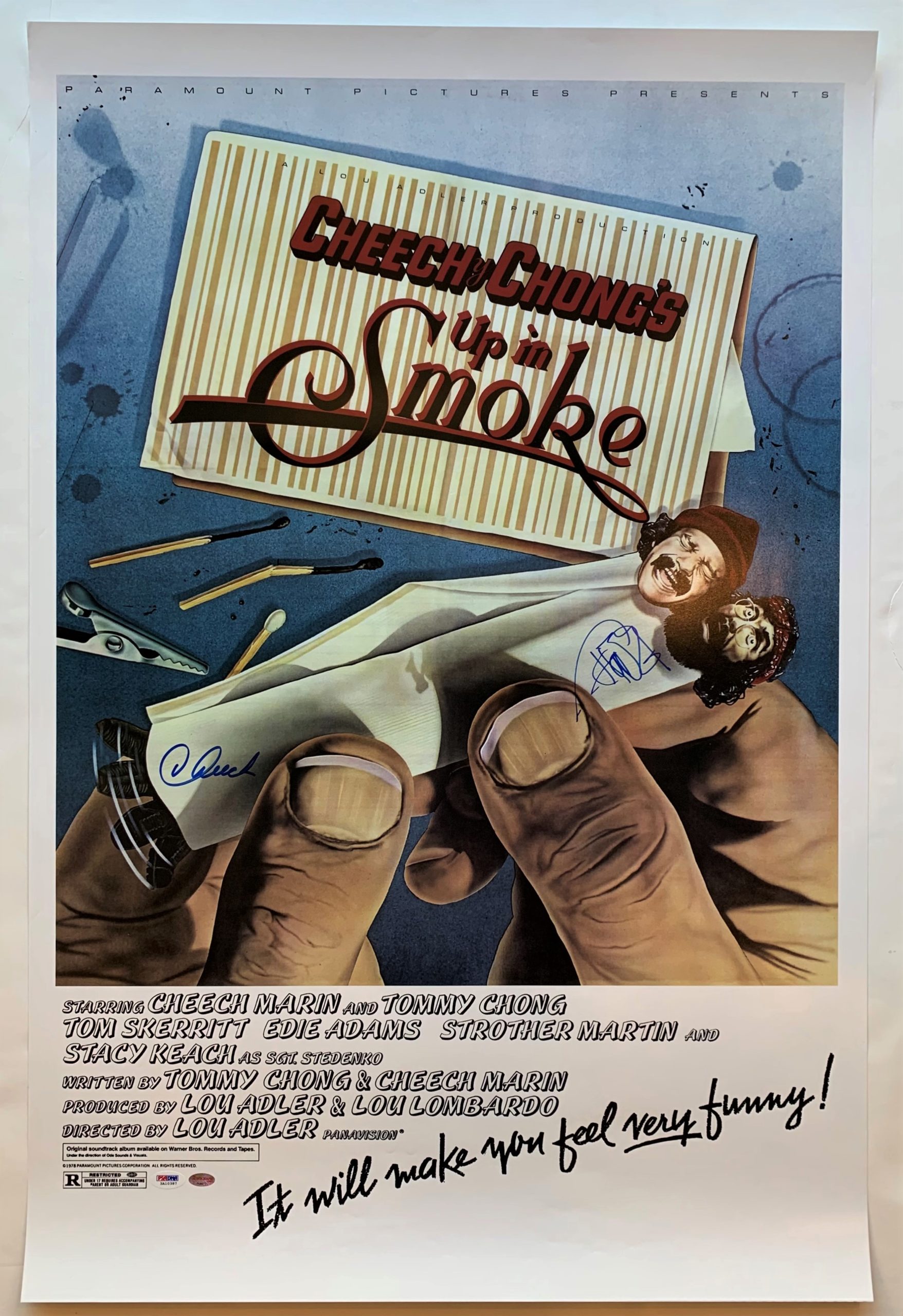 Cheech Marin & Tommy Chong Signed Up In Smoke 24x36 Poster PSA/DNA COA Autograph 