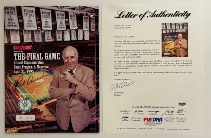 Red Auerbach Signed Celtics Boston Garden Program - Image 3