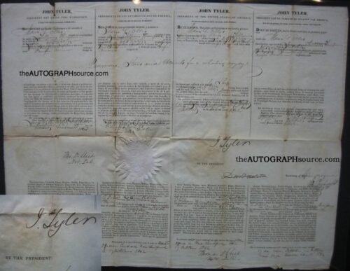 John Tyler Ships Paper Signed as President