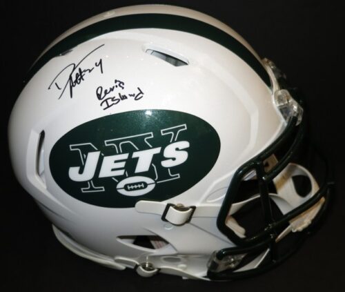 Darrelle Revis Autographed Jets Speed Helmet - with Revis Island