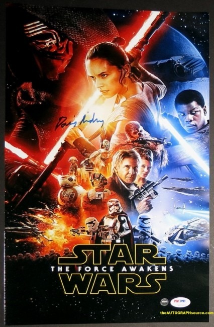 Daisy Ridley Autographed Star Wars VII Mini Movie Poster