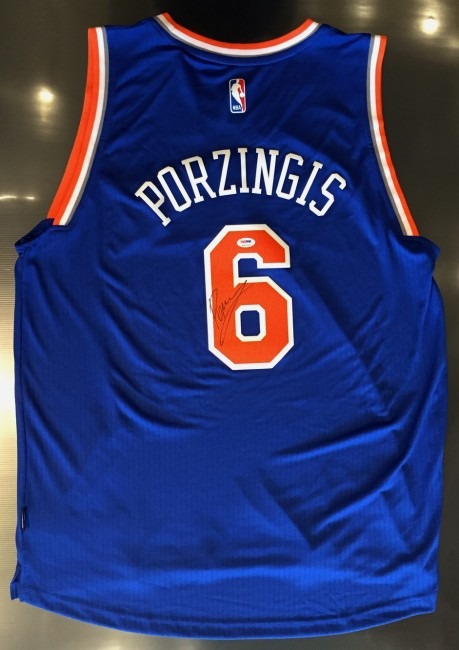 Kristaps Porzingis Autographed Knicks Jersey - PSA RookieGraph COA - The  Autograph Source