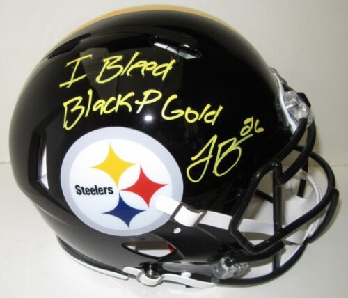 LeVeon Bell Signed Steelers Speed Helmet Bleed Black Gold BAS COA
