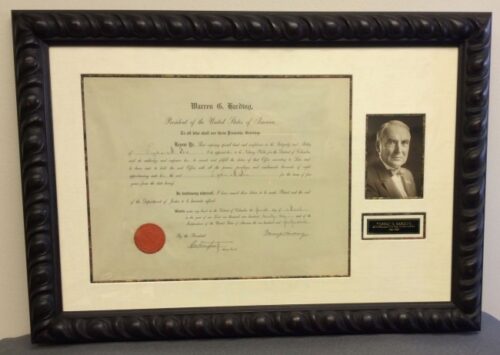 Warren G. Harding Signed Presidential Appointment