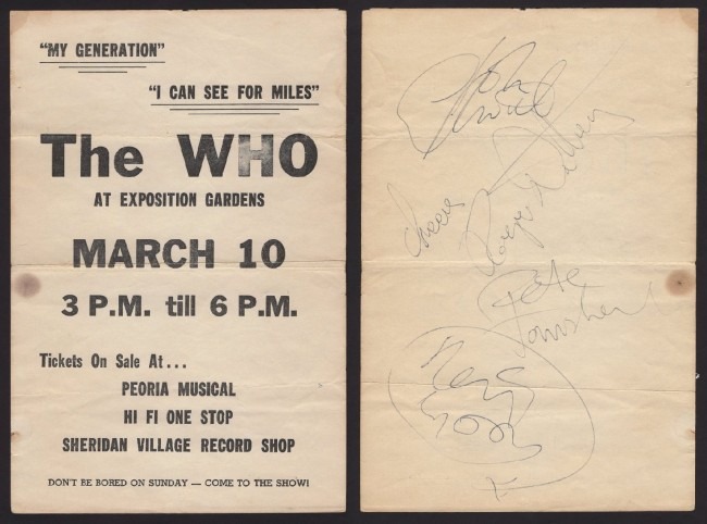 The Who Autographed Concert [Poster] Handbill - signed all 4 with Moon