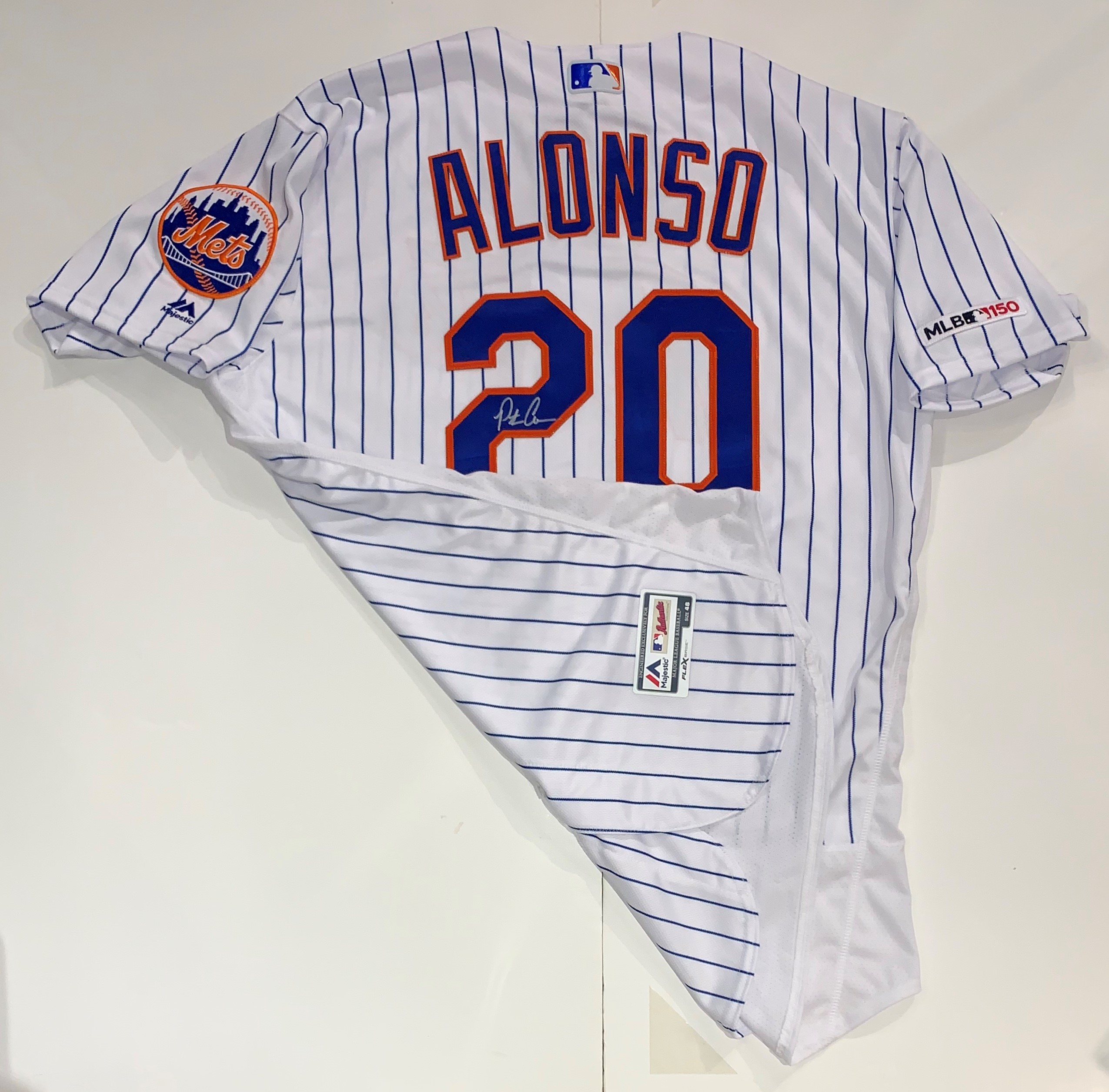 Pete Alonso #20 - Autographed Game Used White Pinstripe Jersey