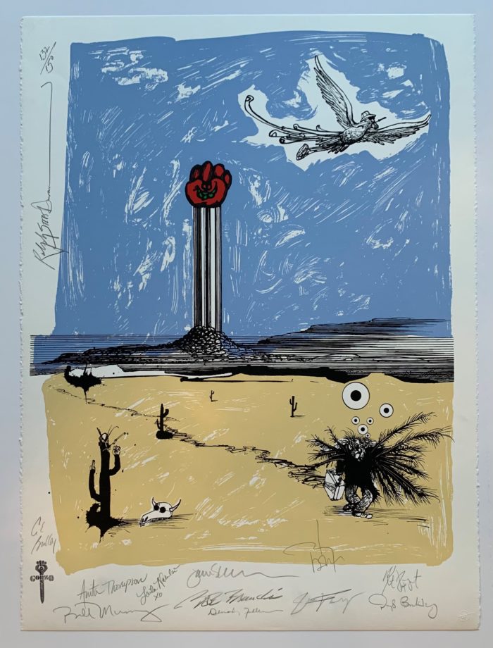 Hunter S. Thompson Multi Autographed Ralph Steadman Going Home Print | Signed by 12