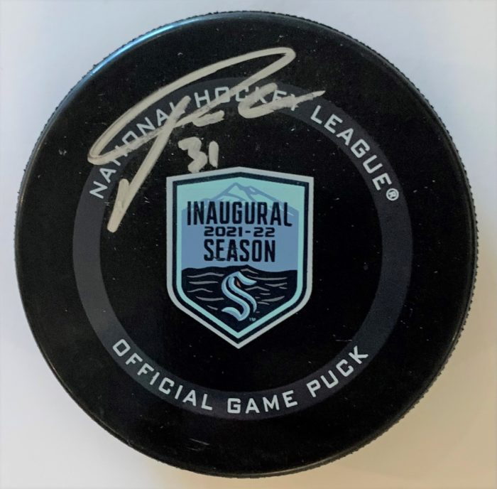 Phillipp Grubauer Signed Seattle Kraken Puck