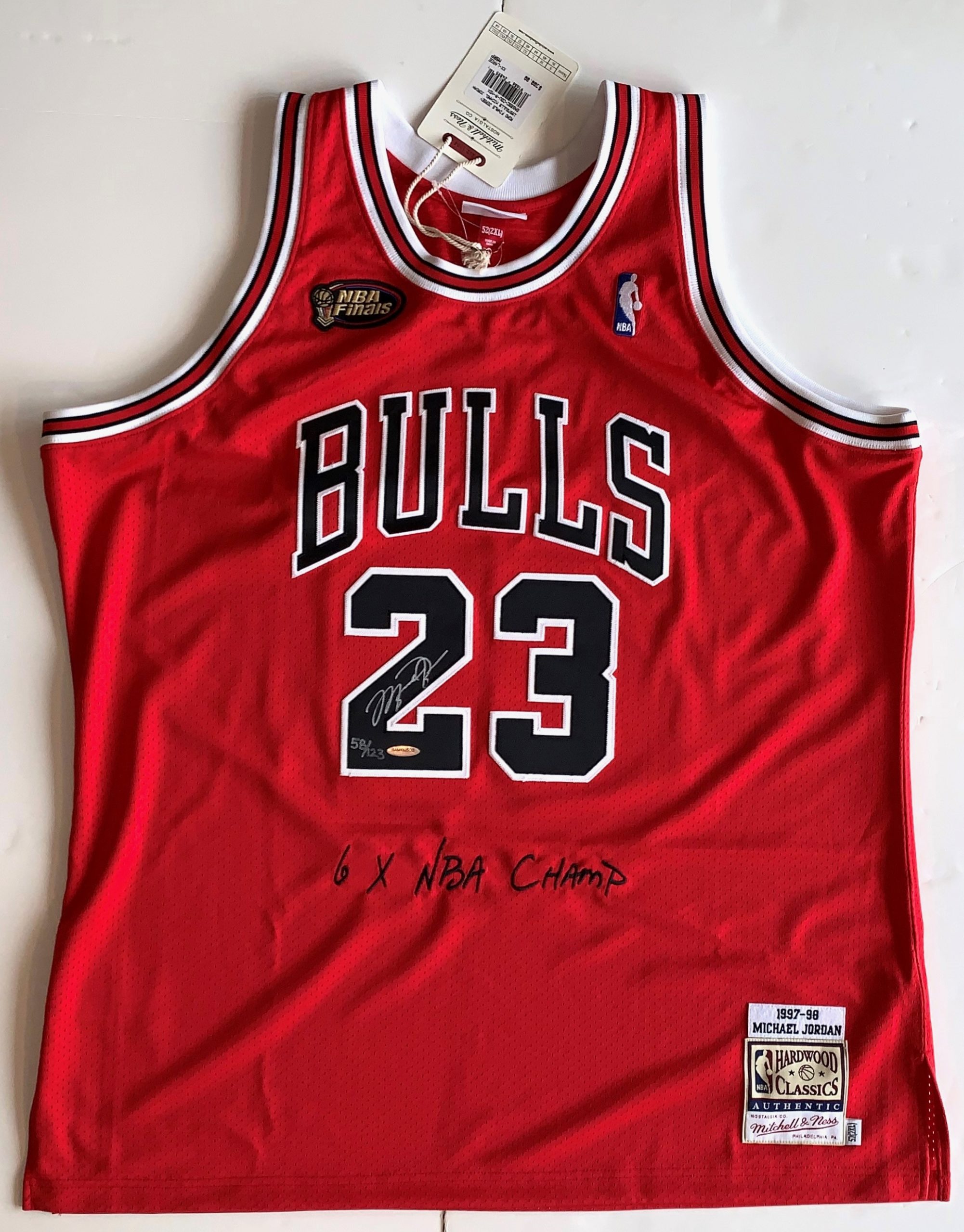 Michael Jordan Autographed Red Chicago Bulls Jersey - 6x Champs Embroidered  LE - The Autograph Source