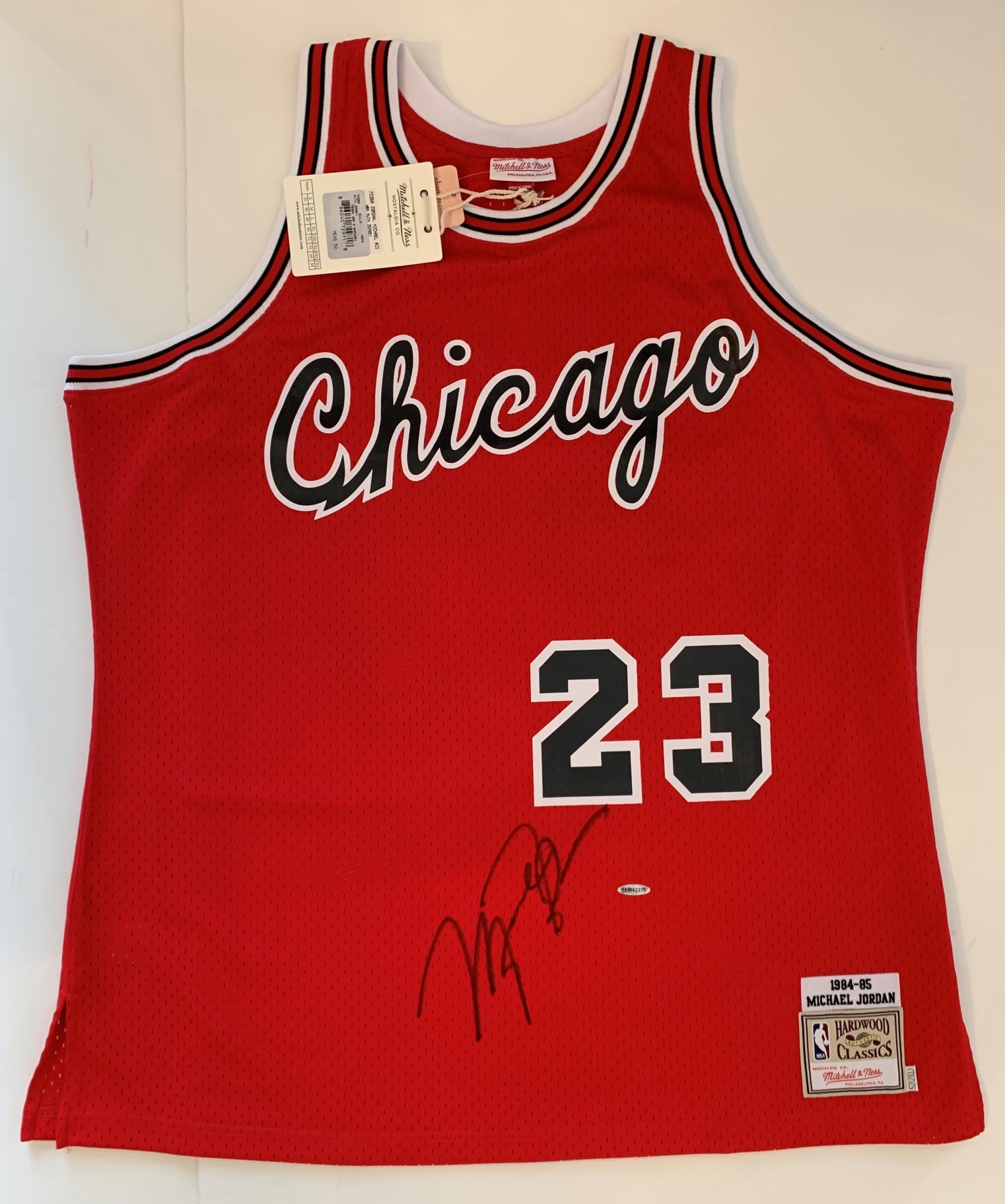 Michael Jordan Chicago Bulls Autographed Red Mitchell & Ness