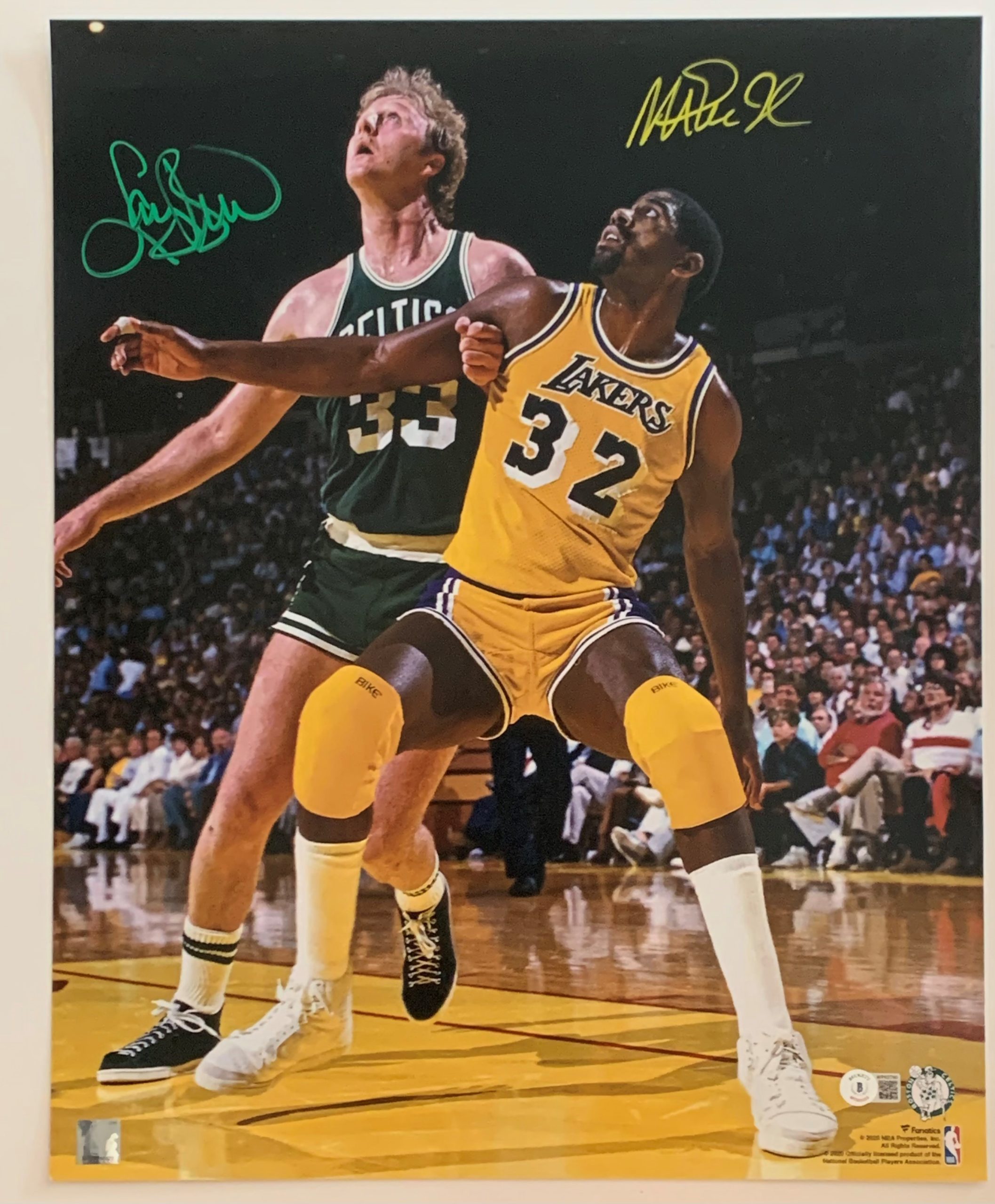 Magic Johnson & Larry bird Signed Unframed 16x20 Photo - with trophy –  Super Sports Center
