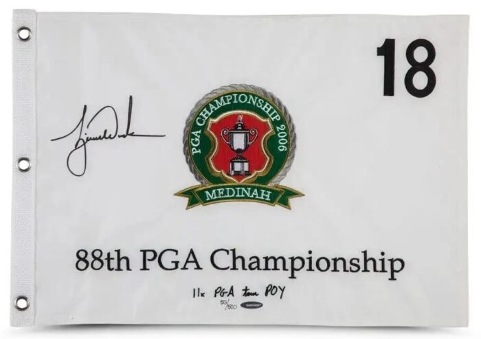 Tiger Woods Autographed 2006 PGA Tournament Pin Flag (Medinah - Chicago)