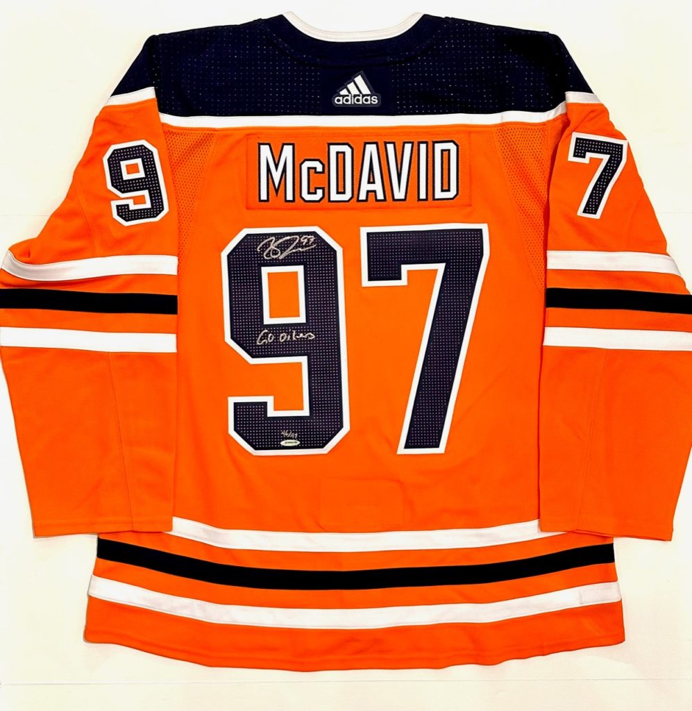 Connor McDavid Autographed Edmonton Oilers Jersey "Go Oilers" inscription The Autograph Source