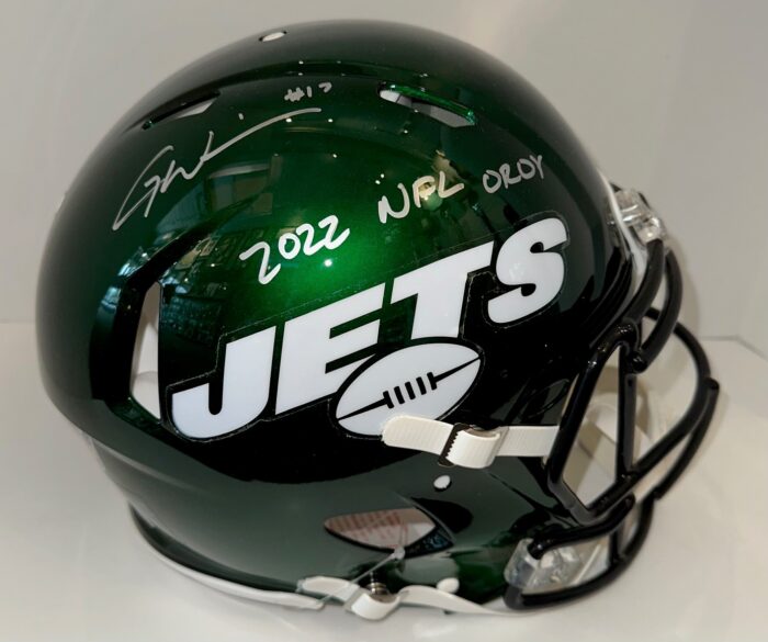 Garrett Wilson Signed Jets Helmet with ROY Inscription