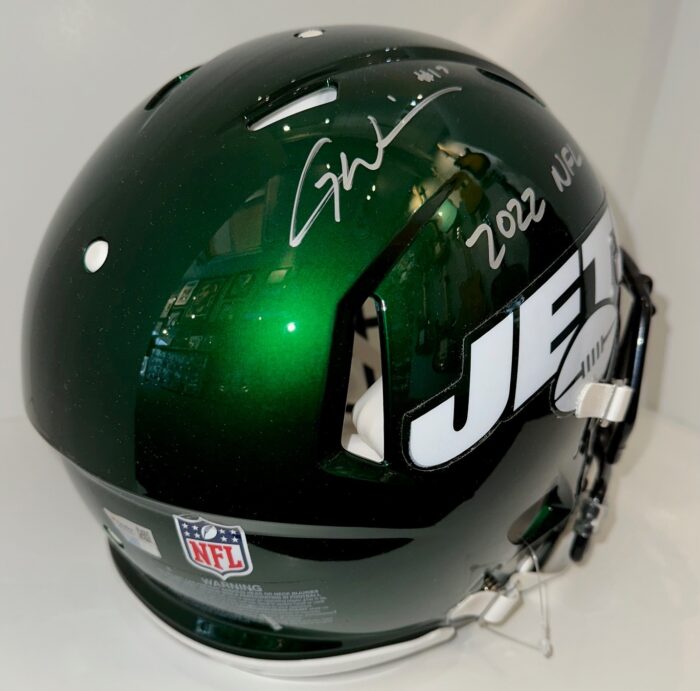 Garrett Wilson Signed Jets Helmet with ROY Inscription - Image 3