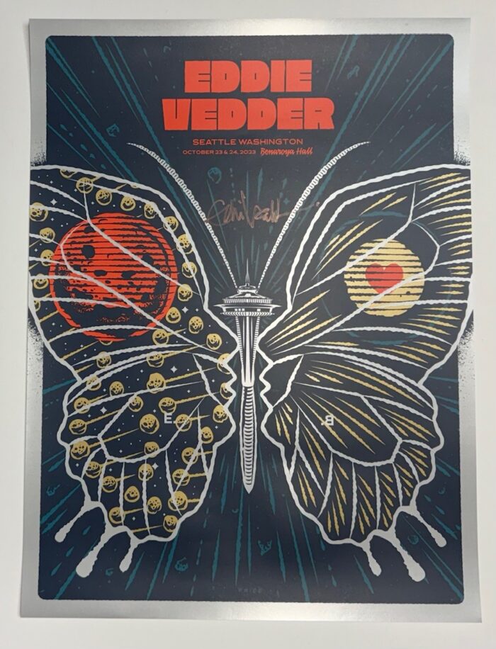 Eddie Vedder Autographed Benaroya Hall Seattle OCT 2023 Concert Poster