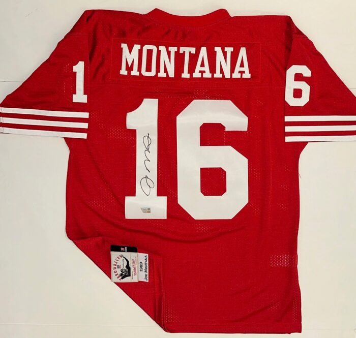 Joe Montana Autographed Mitchell and Ness 49ers Jersey - Image 3