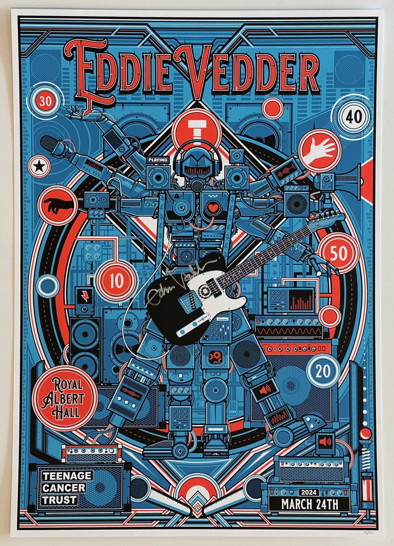 Eddie Vedder Autographed Royal Albert Concert Hall Poster