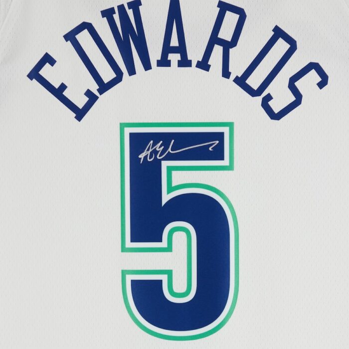 Anthony Edwards Minnesota Timberwolves Autographed White/Blue Nike City Edition 2023-24 Swingman Jersey - Image 2