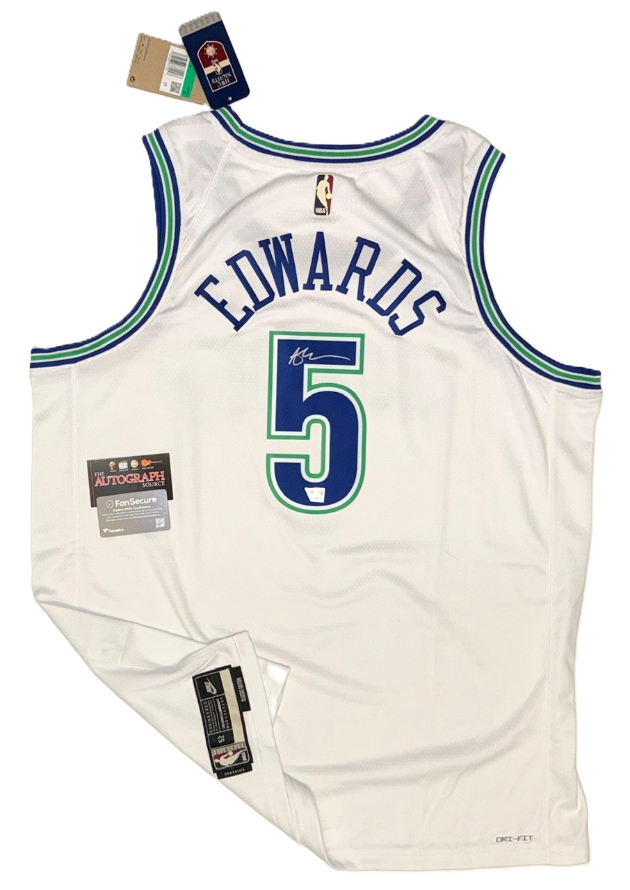 Anthony Edwards Minnesota Timberwolves Autographed White/Blue Nike City Edition 2023-24 Swingman Jersey - Image 3
