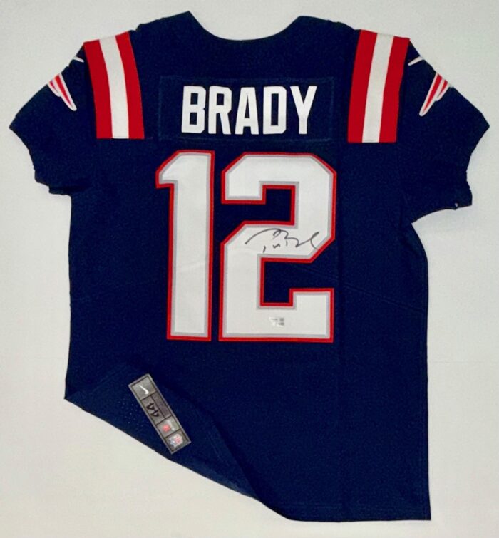 Tom Brady Signed Nike Elite Authentic Blue Patriots Jersey - Image 5