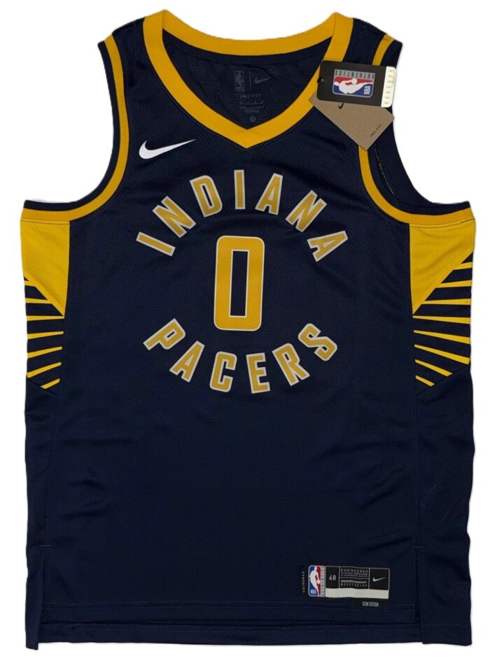 Tyrese Haliburton Signed Indiana Pacers Jersey Navy - Image 4