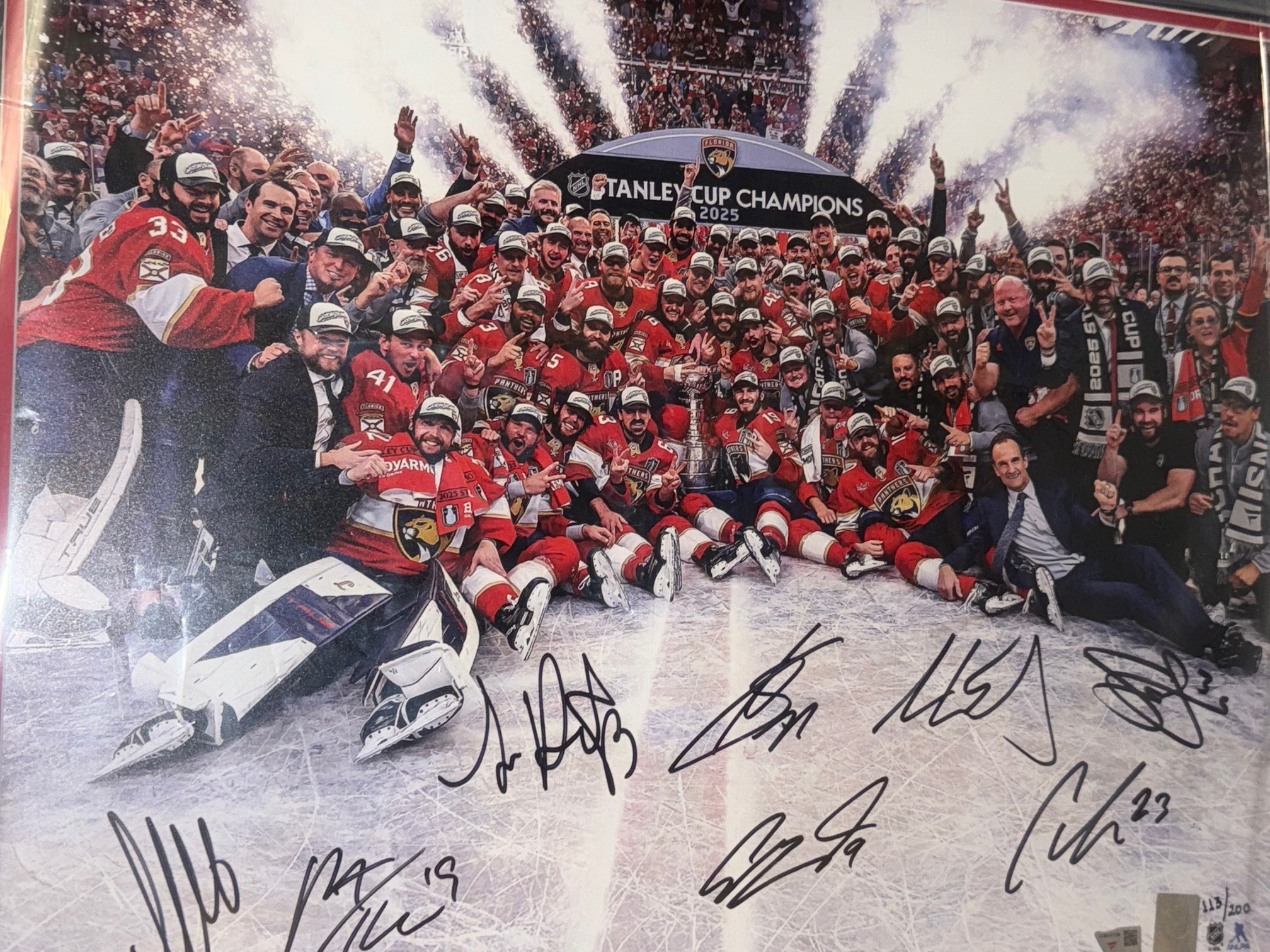 Florida Panthers 2025 Stanley Cup Champs Team Signed 20x16 Photograph FRAMED - Image 2