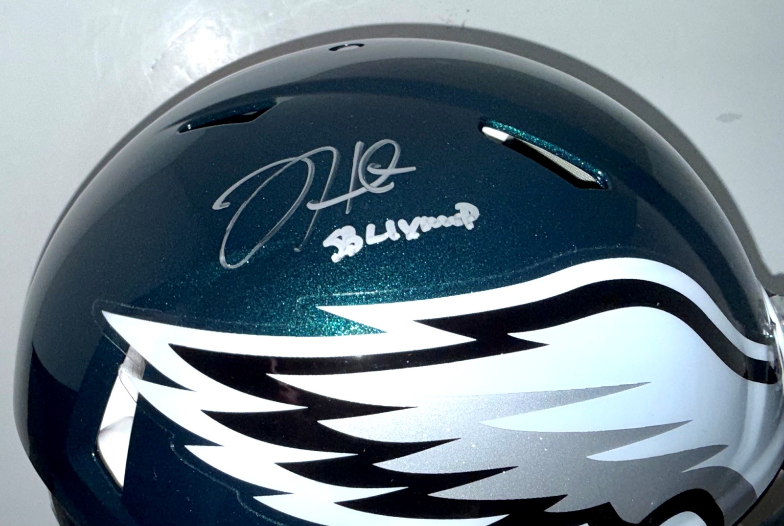 Jalen Hurts Signed Philadelphia Eagles Helmet - Super Bowl 59 Speed Authentic MVP inscription - Image 4